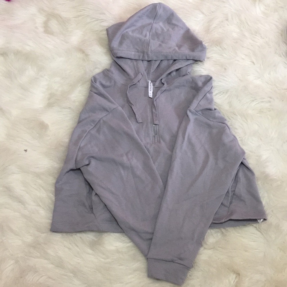 Grey fabletics cropped half zip hoodie